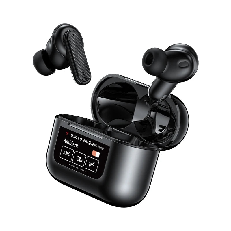 Wireless Headphone Earphones LED Touch Screen Visible Active Noise Cancellation music Headset Sport Earbuds With Microphone