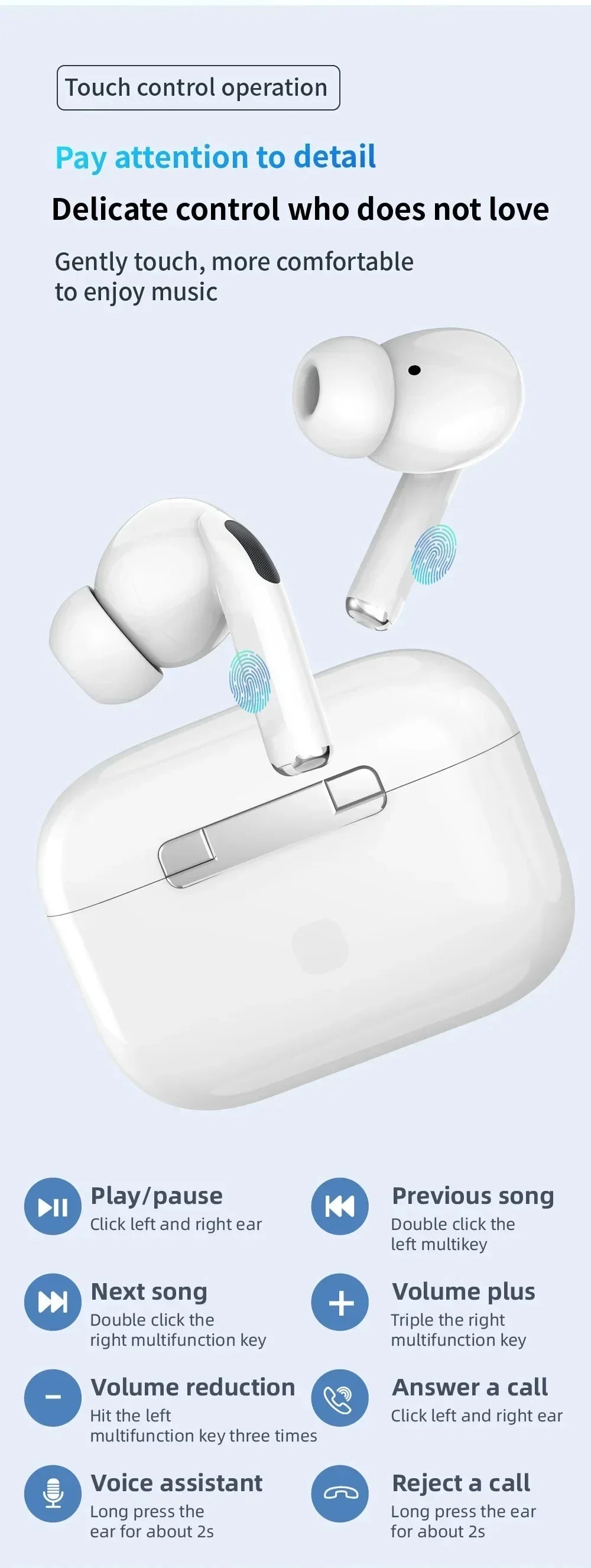 Air Pro True Wireless Bluetooth Earphones Headphones Bin Lanyard HiFi Sound Low Latency Noise Reduction Earbuds for IOS Android