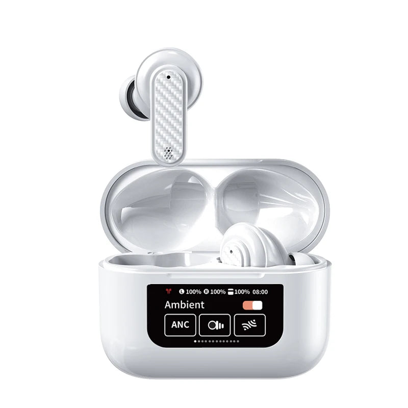 Wireless Headphone Earphones LED Touch Screen Visible Active Noise Cancellation music Headset Sport Earbuds With Microphone