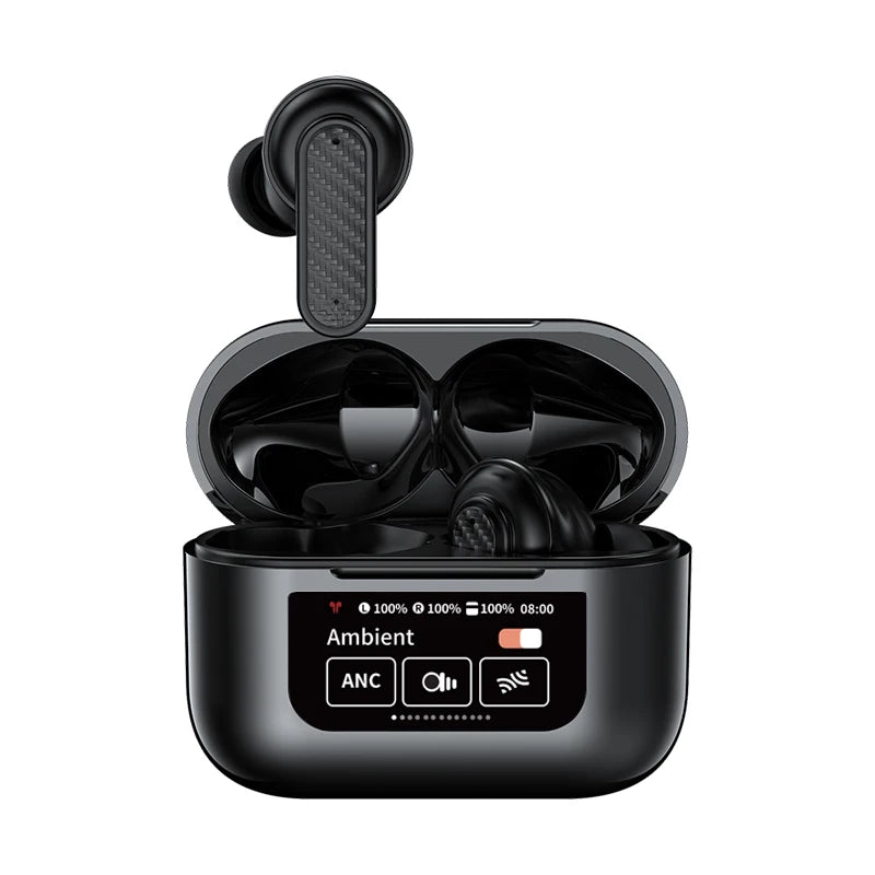 Wireless Headphone Earphones LED Touch Screen Visible Active Noise Cancellation music Headset Sport Earbuds With Microphone